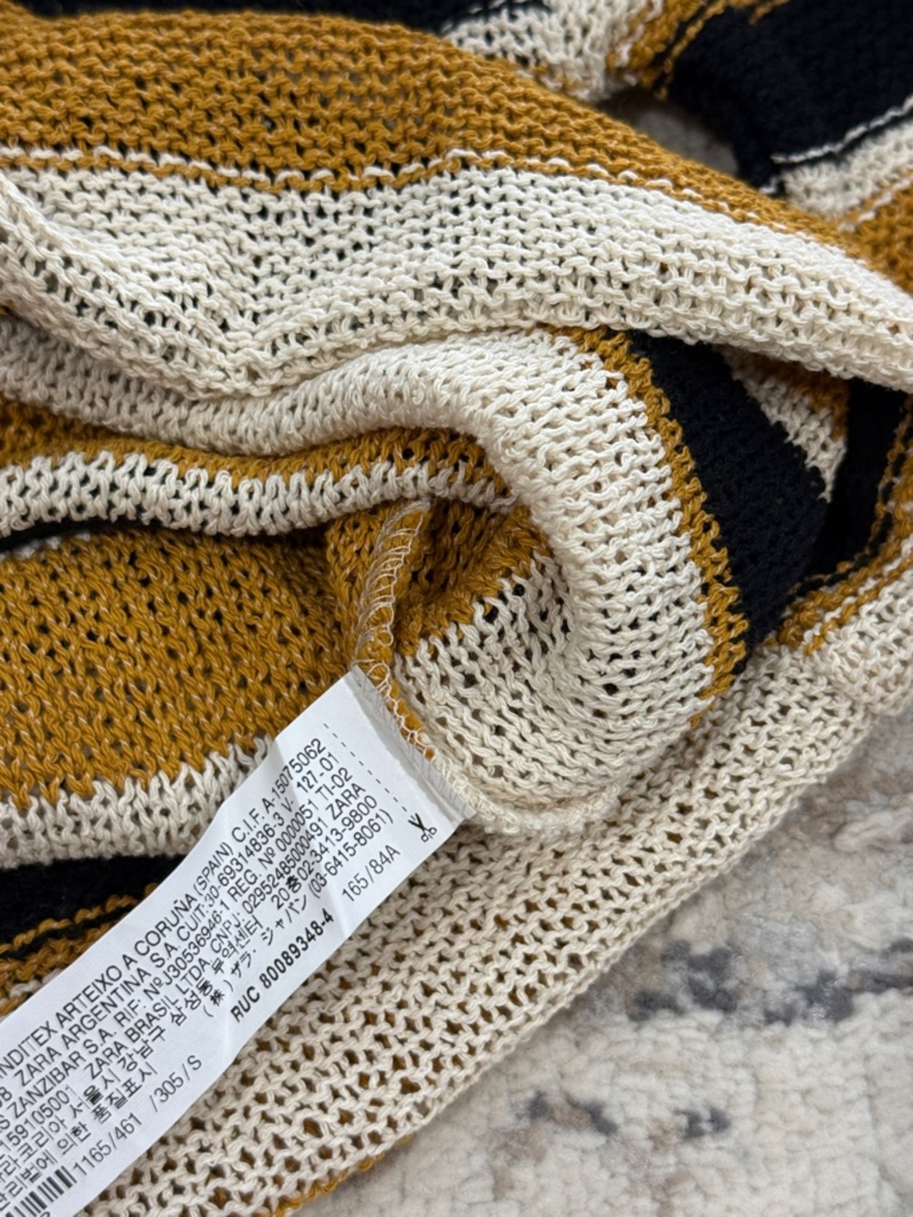 Zara Cream, Mustard & Black Striped Knit Sweater - Picture 5 of 5